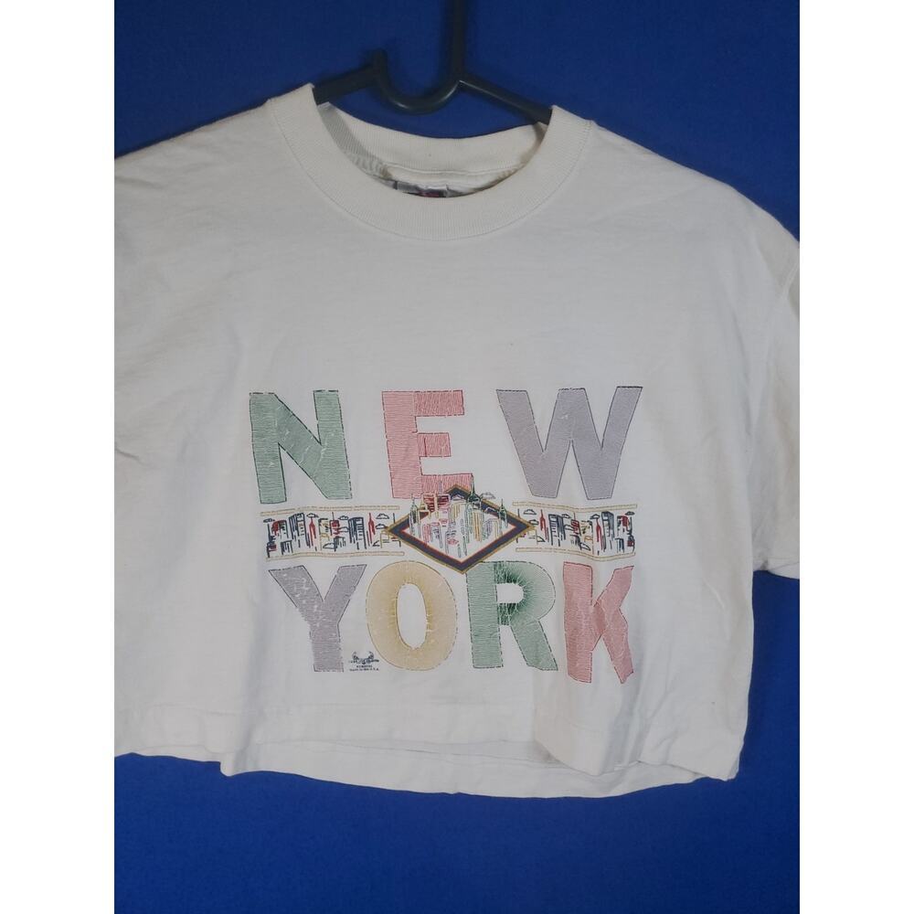 NEW YORK Crop Vintage USA Top Shirt Women’s Size Large - Picture 10 of 13